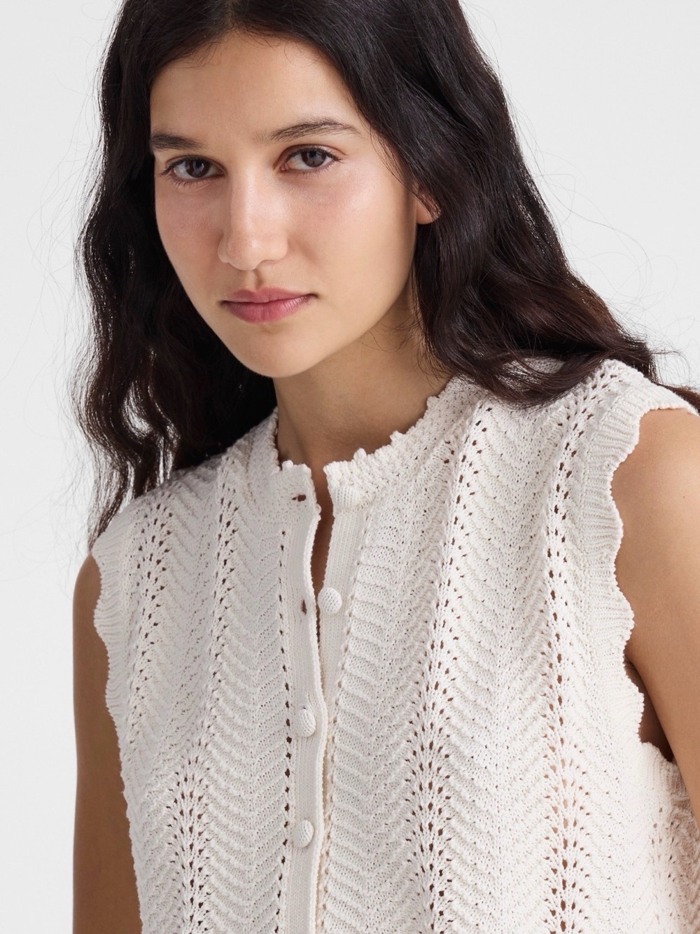 Madewell Wavy Knit Button-Up Shell - Picture 7 of 7